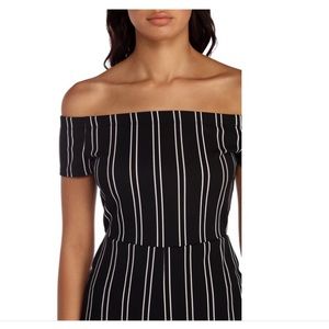 New Windsor Black White Striped Jumpsuit